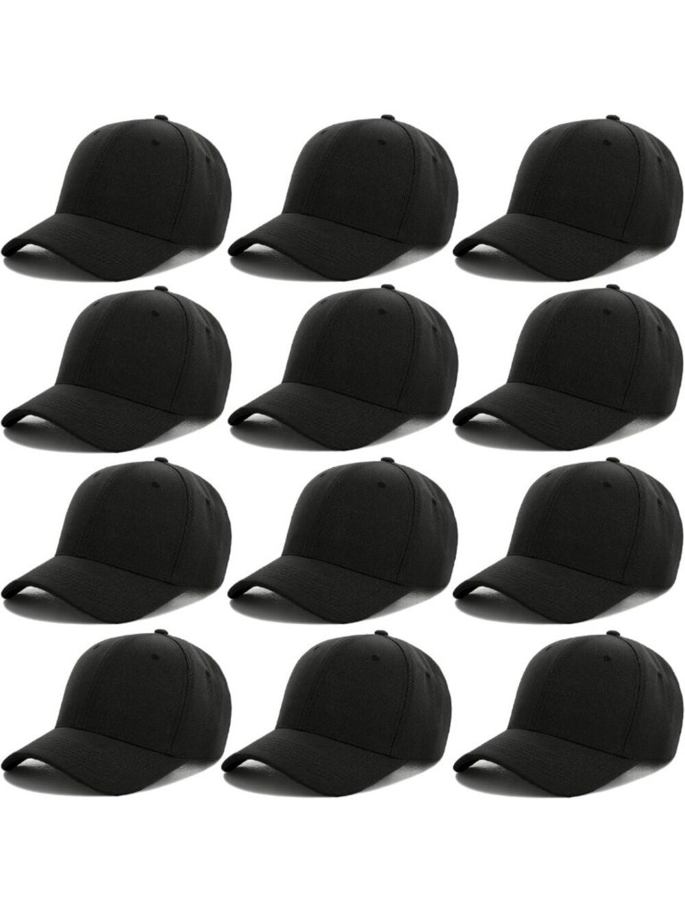 12-Pack Adjustable Cotton Baseball Caps for Men & Women - Classic Dad Hats